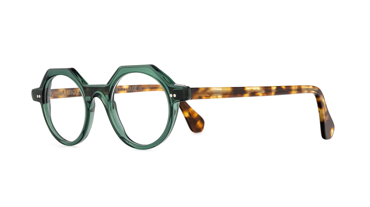 Paire de lunettes de vue La-brique-et-la-violette Tony couleur vert - Côté à angle - Doyle