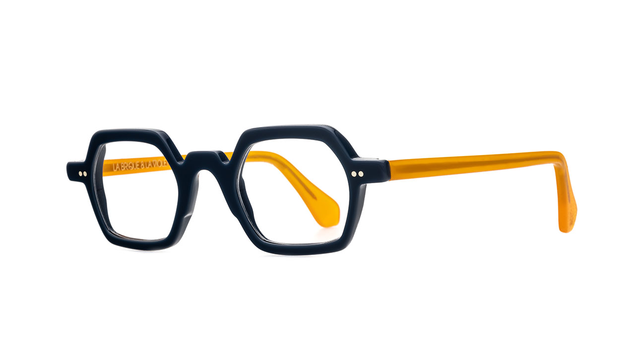 Paire de lunettes de vue La-brique-et-la-violette Squarro couleur bleu - Côté à angle - Doyle