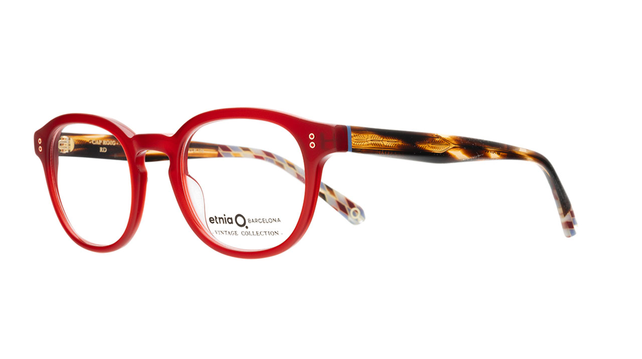 Paire de lunettes de vue Etnia-vintage Cap roig couleur rouge - Côté à angle - Doyle