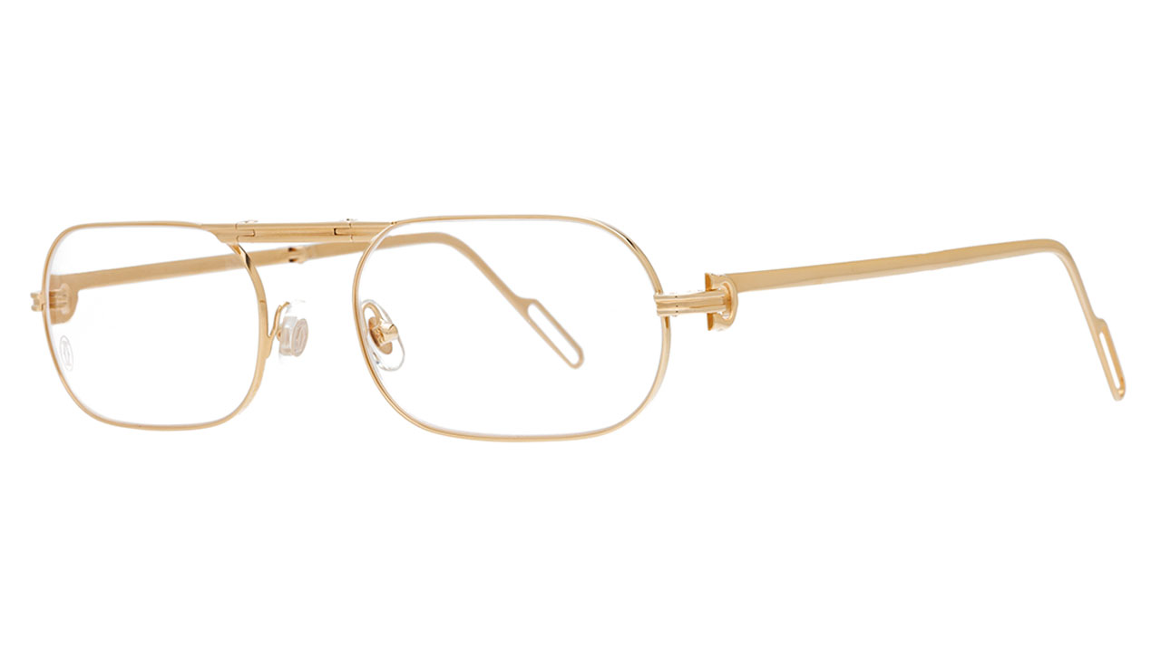 Paire de lunettes de vue Cartier Ct0115o couleur or - Côté à angle - Doyle
