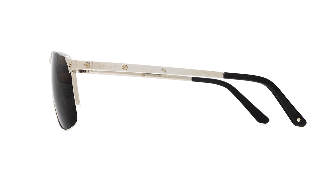 Paire de lunettes de soleil Cartier Ct0322s couleur argent satin - Côté droit - Doyle