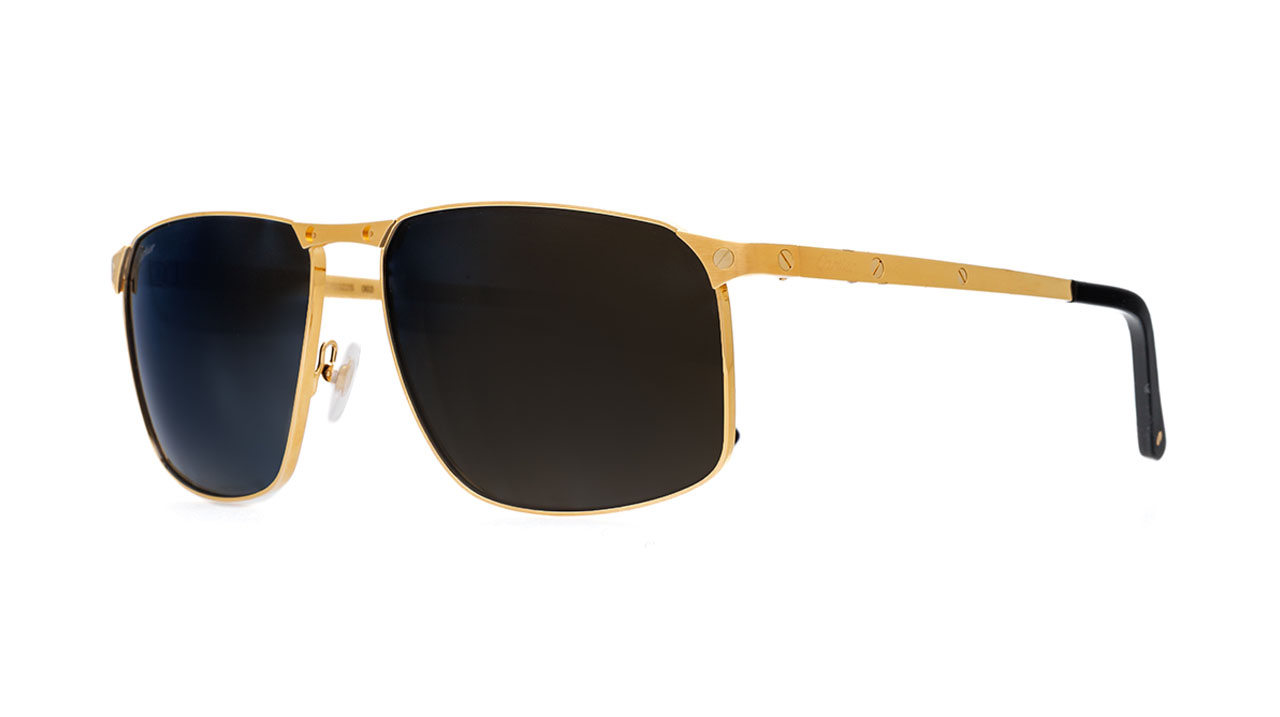 Paire de lunettes de soleil Cartier Ct0322s couleur or - Côté à angle - Doyle