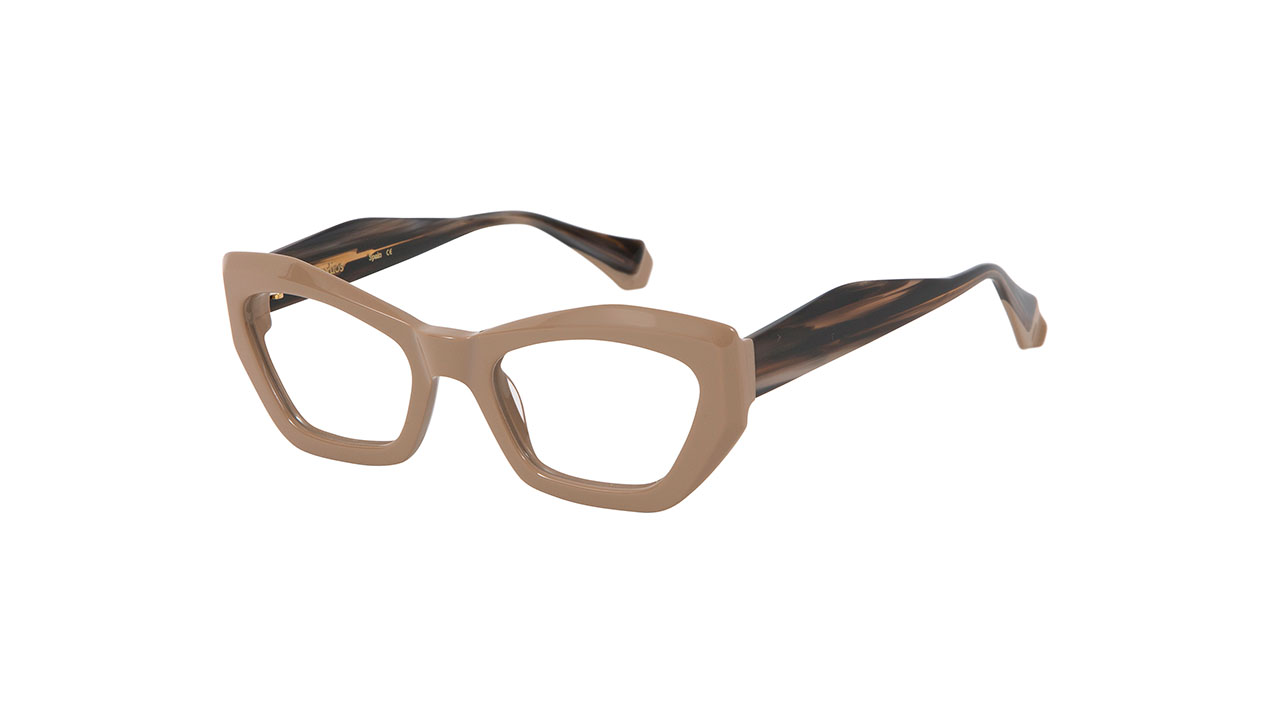 Paire de lunettes de vue Gigi-studios Kira couleur brun - Côté à angle - Doyle