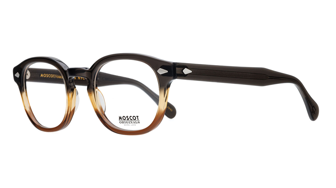 Paire de lunettes de vue Moscot Lemtosh couleur gris - Côté à angle - Doyle