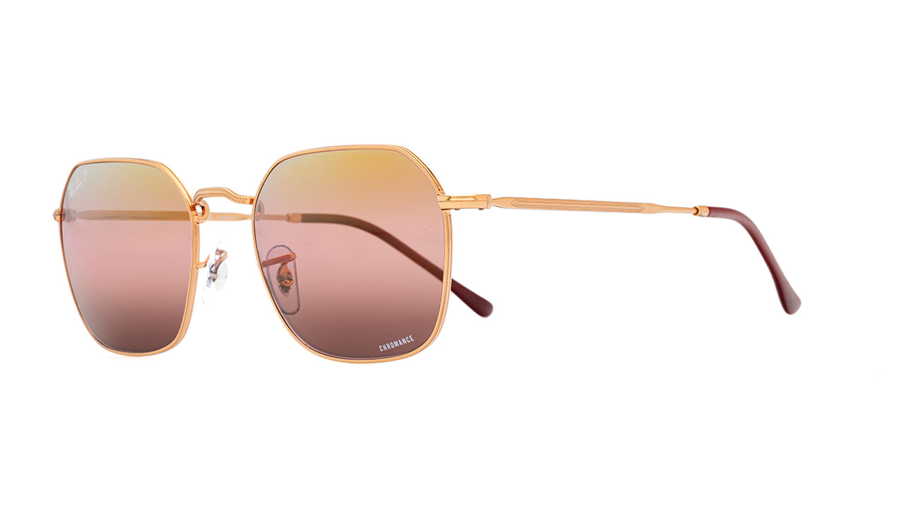 Paire de lunettes de soleil Ray-ban Rb3694 couleur or rose - Côté à angle - Doyle