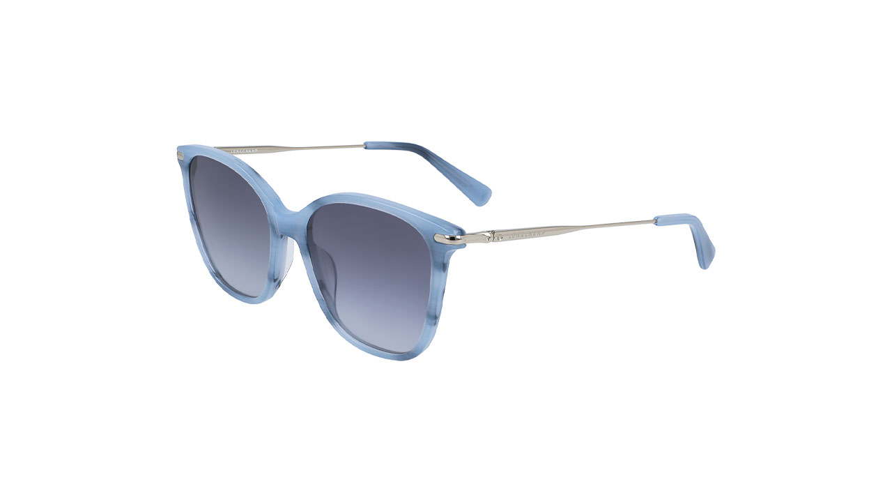 Paire de lunettes de soleil Longchamp Lo660s couleur bleu - Côté à angle - Doyle