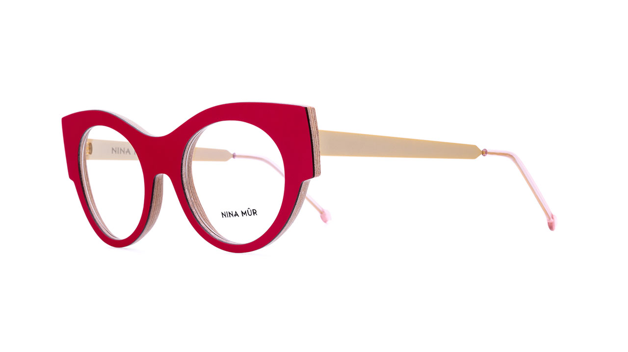 Paire de lunettes de vue Nina-mur Ines couleur rouge - Côté à angle - Doyle