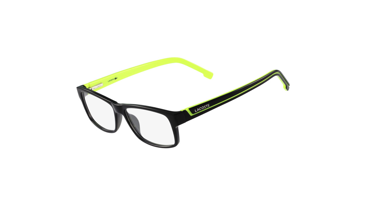 Paire de lunettes de vue Lacoste L2707 couleur jaune - Côté à angle - Doyle