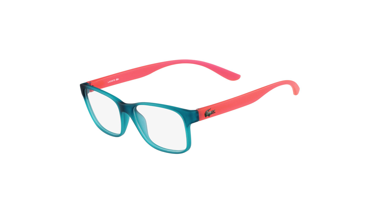 Paire de lunettes de vue Lacoste L3804b couleur turquoise - Côté à angle - Doyle