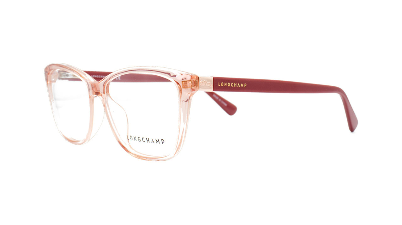 Paire de lunettes de vue Longchamp Lo2659 couleur pêche cristal - Côté à angle - Doyle