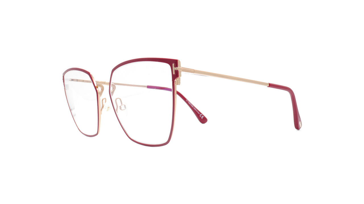 Paire de lunettes de vue Tom-ford Tf5574-b couleur rose - Côté à angle - Doyle