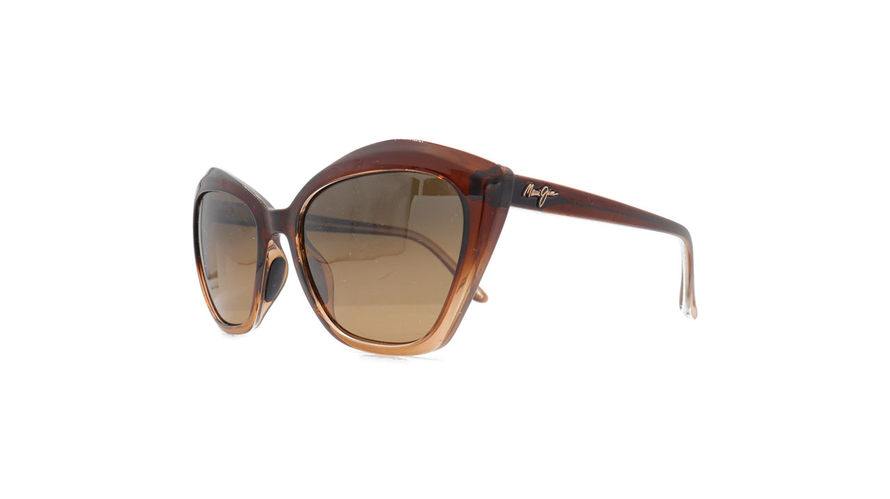 Paire de lunettes de soleil Maui-jim Hs827 couleur brun - Côté à angle - Doyle