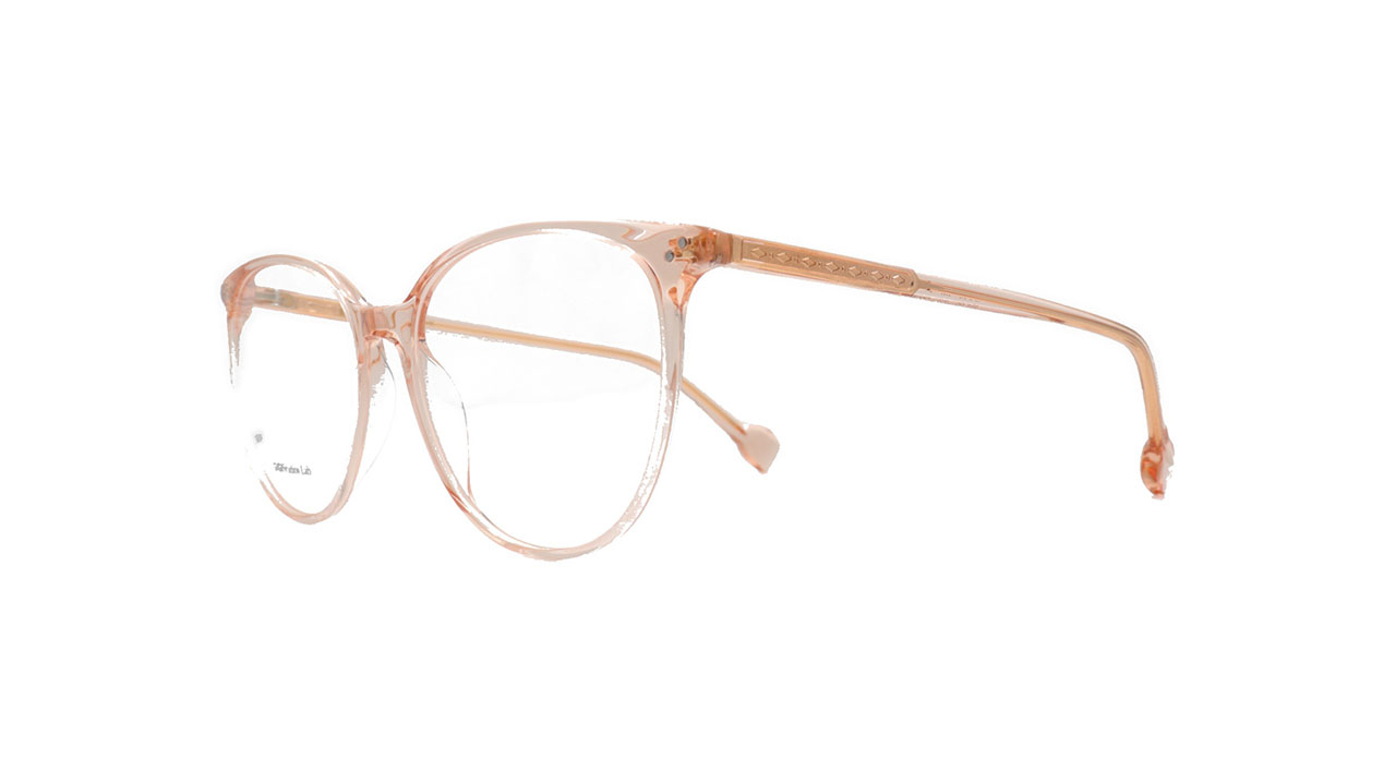 Paire de lunettes de vue Gigi-studios Carinne couleur pêche cristal - Côté à angle - Doyle