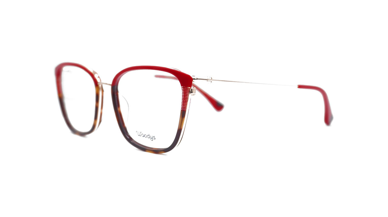 Paire de lunettes de vue Woodys Nanna couleur rouge - Côté à angle - Doyle