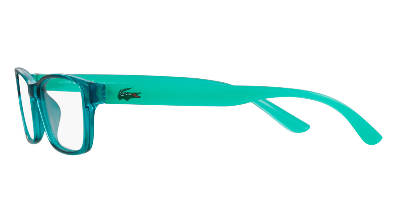 Paire de lunettes de vue Lacoste L3803b couleur turquoise - Côté à angle - Doyle