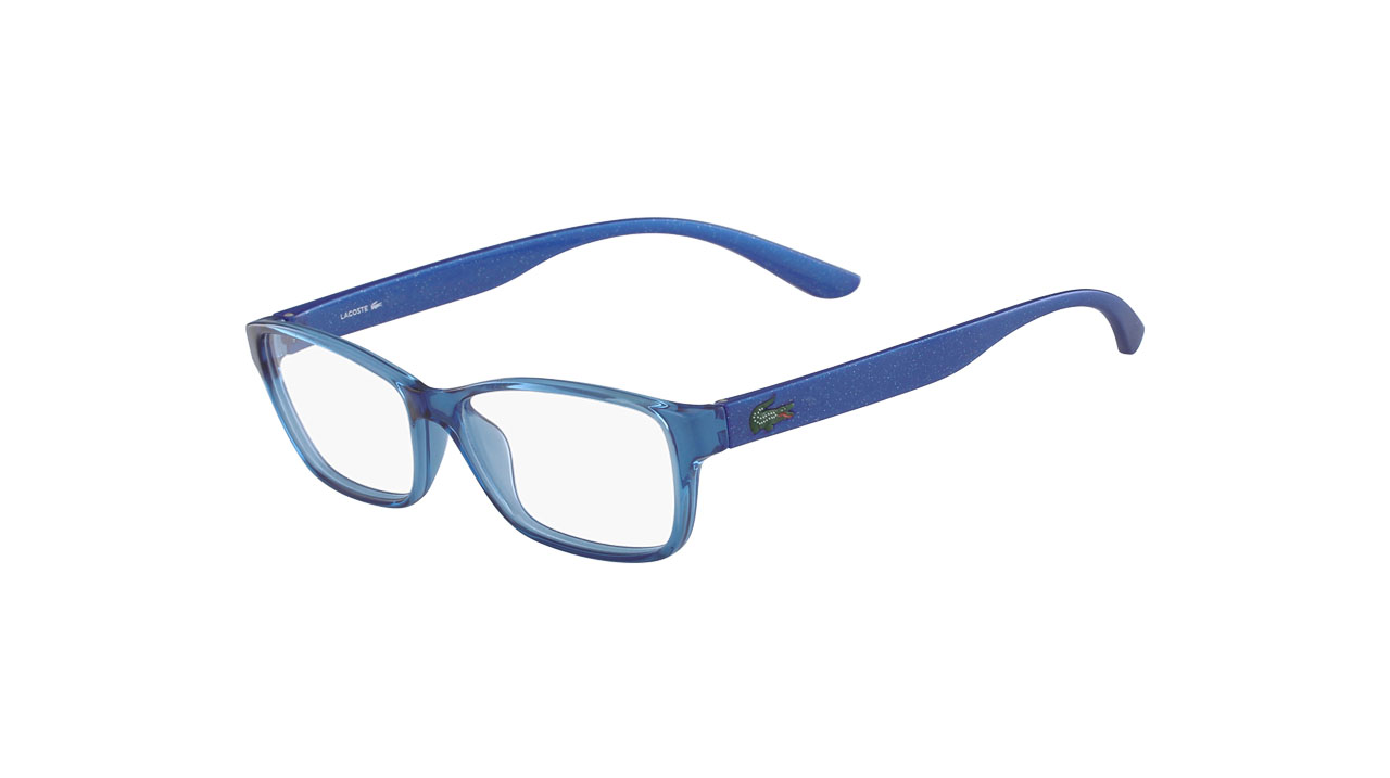 Paire de lunettes de vue Lacoste L3803b couleur bleu - Côté à angle - Doyle