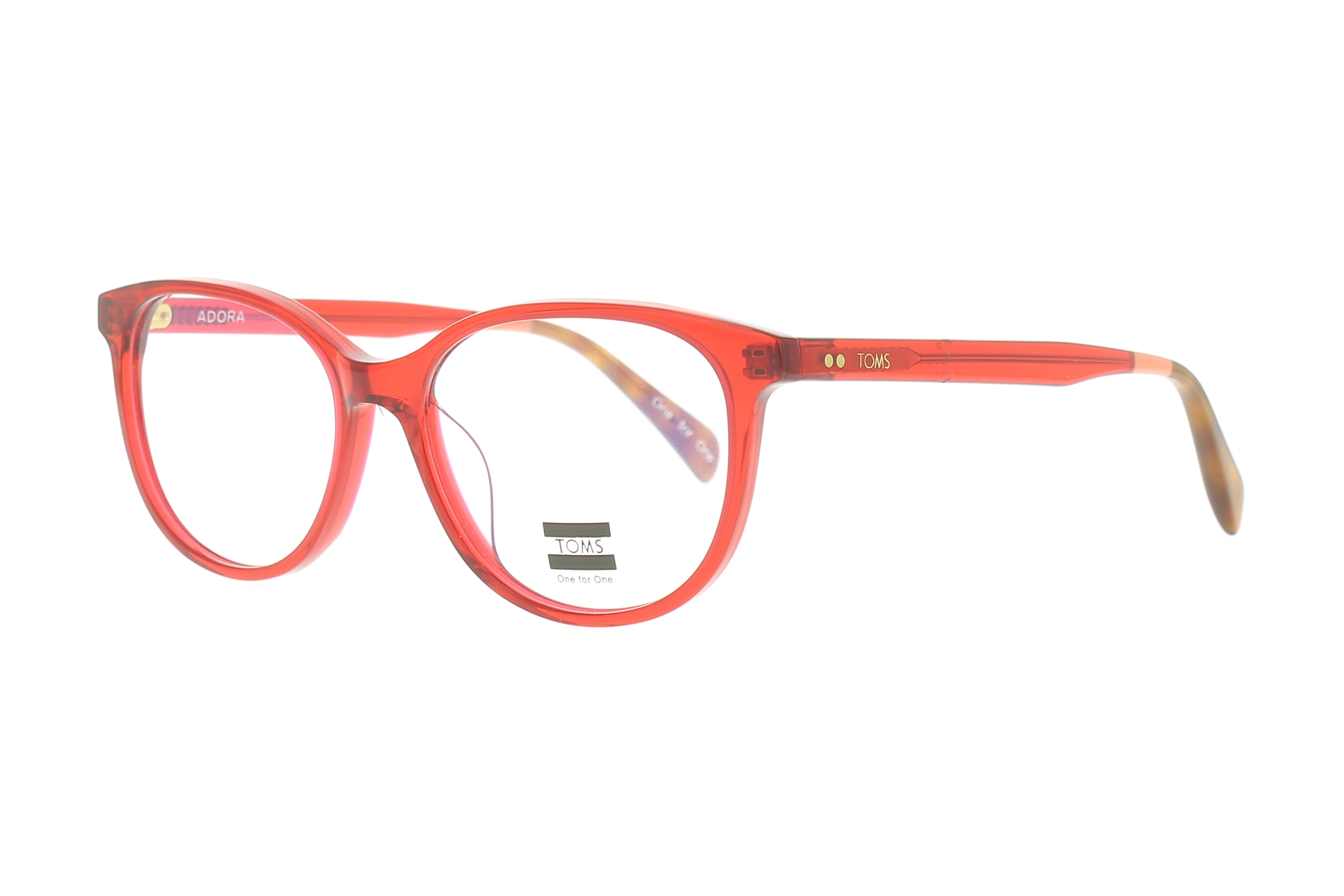 Paire de lunettes de vue Toms Adora couleur rouge - Côté à angle - Doyle