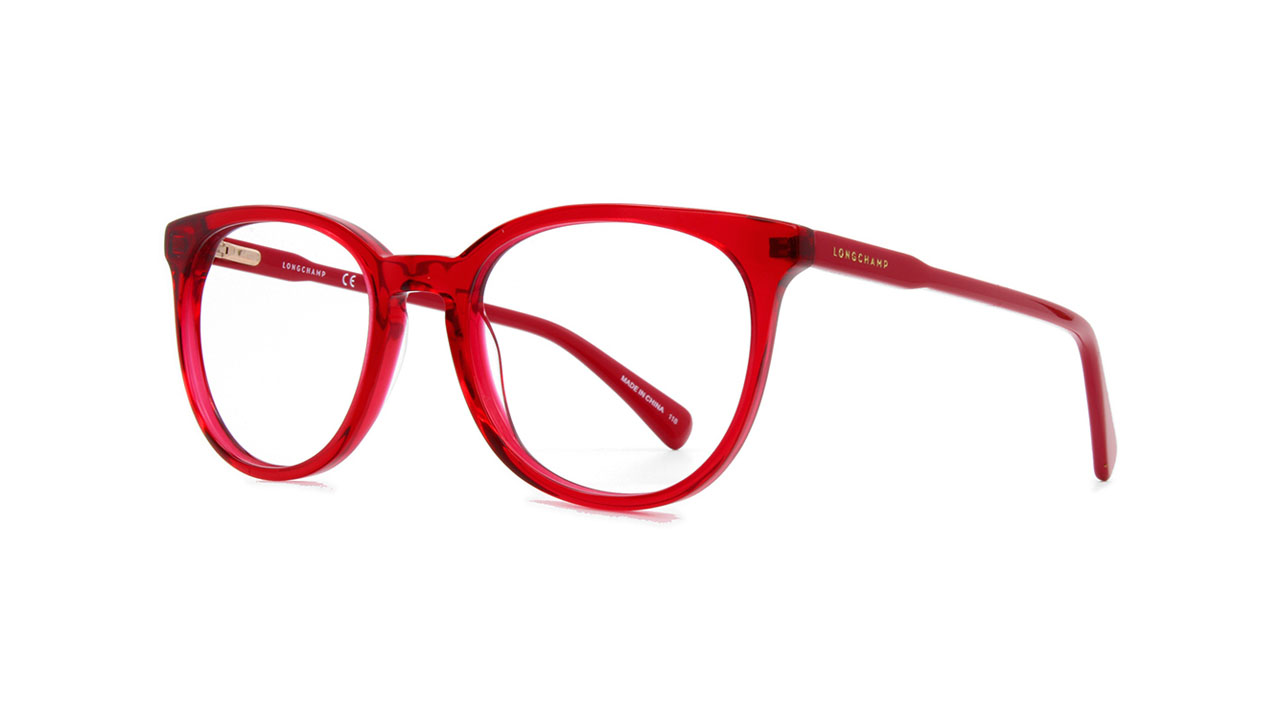 Paire de lunettes de vue Longchamp Lo2608 couleur rouge - Côté à angle - Doyle