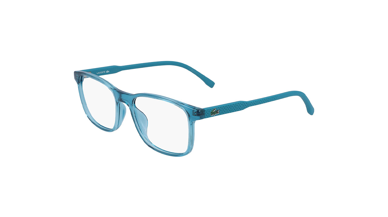 Paire de lunettes de vue Lacoste-junior L3633 couleur turquoise - Côté à angle - Doyle