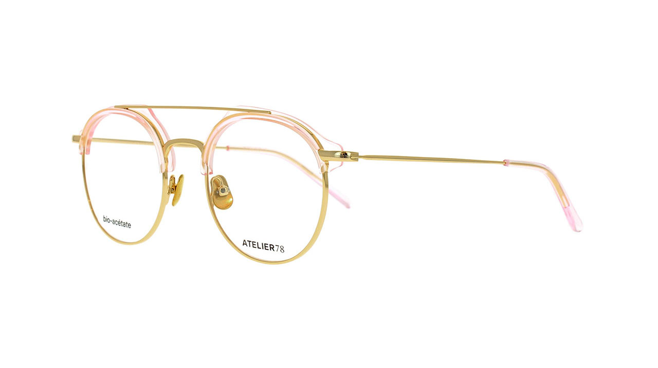 Paire de lunettes de vue Atelier78 Finca couleur rose - Côté à angle - Doyle
