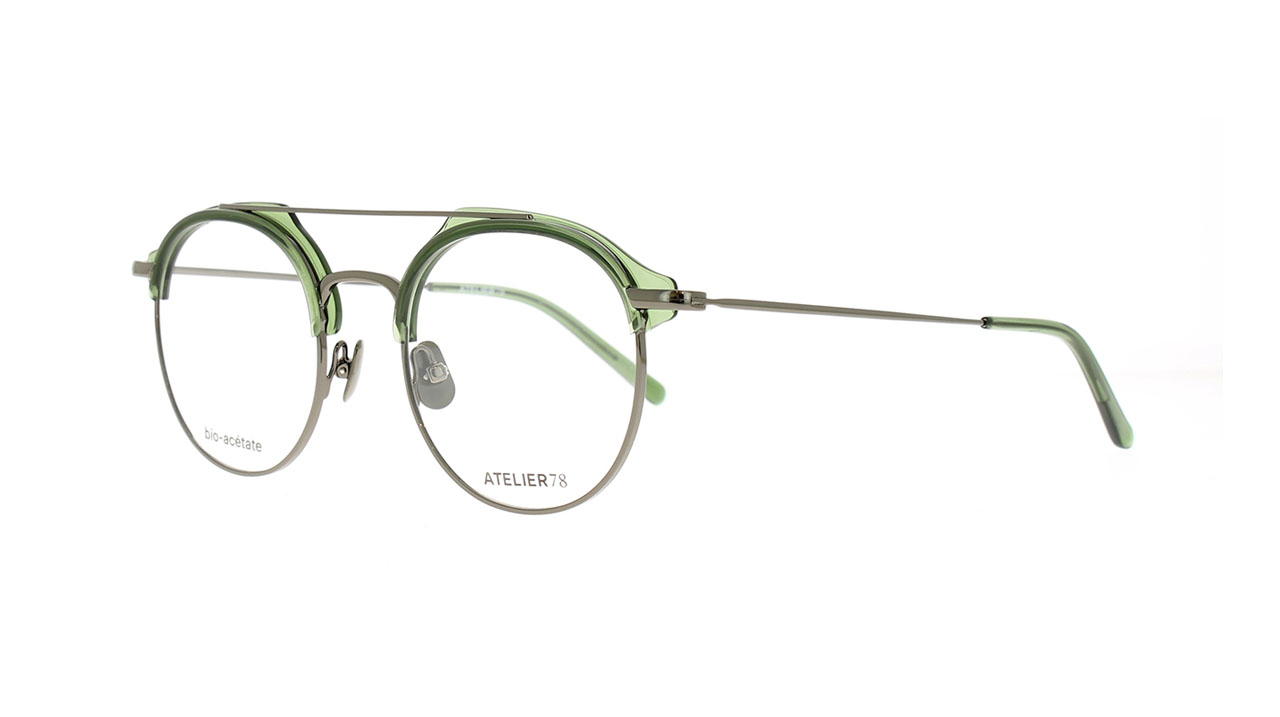 Paire de lunettes de vue Atelier78 Finca couleur vert - Côté à angle - Doyle