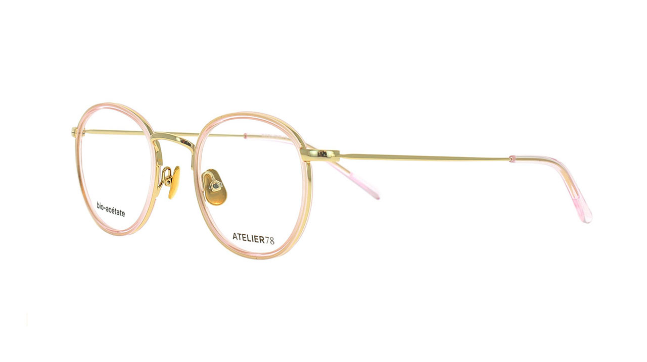 Paire de lunettes de vue Atelier78 Dany couleur or rose - Côté à angle - Doyle