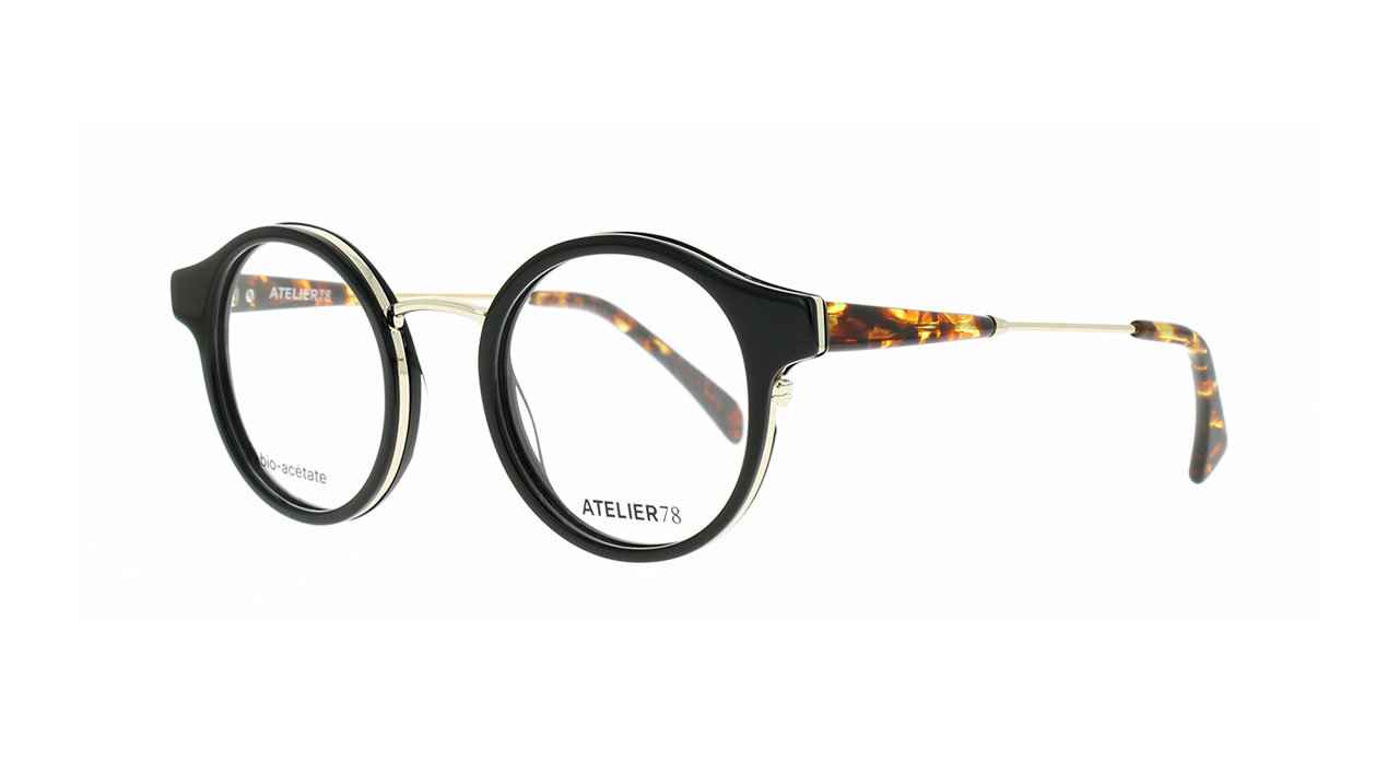 Paire de lunettes de vue Atelier78 Bahia couleur noir - Côté à angle - Doyle