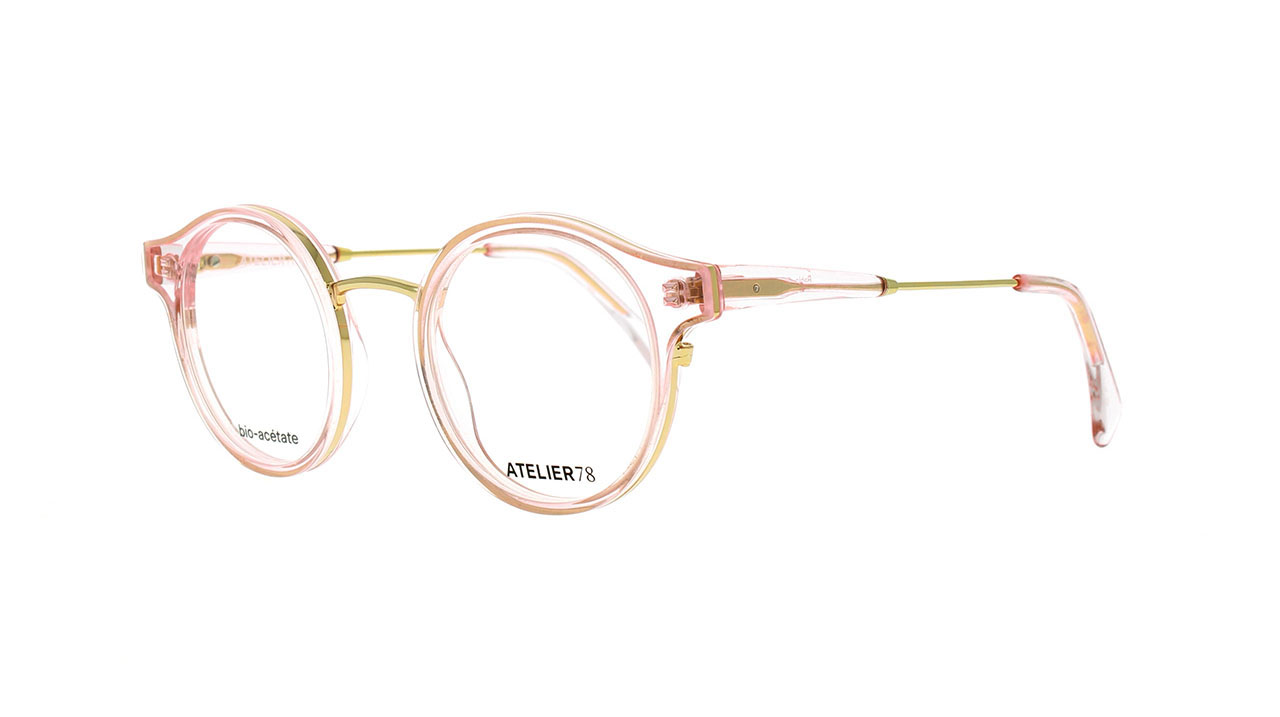 Paire de lunettes de vue Atelier78 Bahia couleur rose - Côté à angle - Doyle