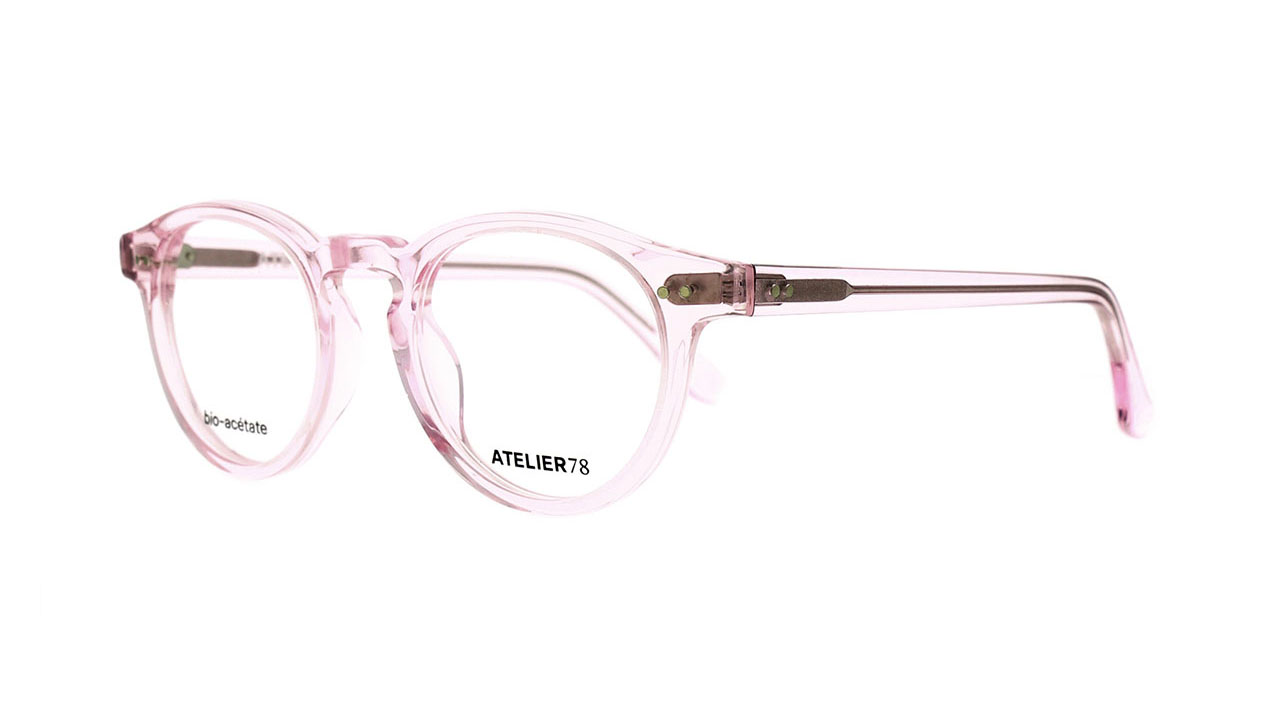 Paire de lunettes de vue Atelier78 Ylang couleur rose - Côté à angle - Doyle