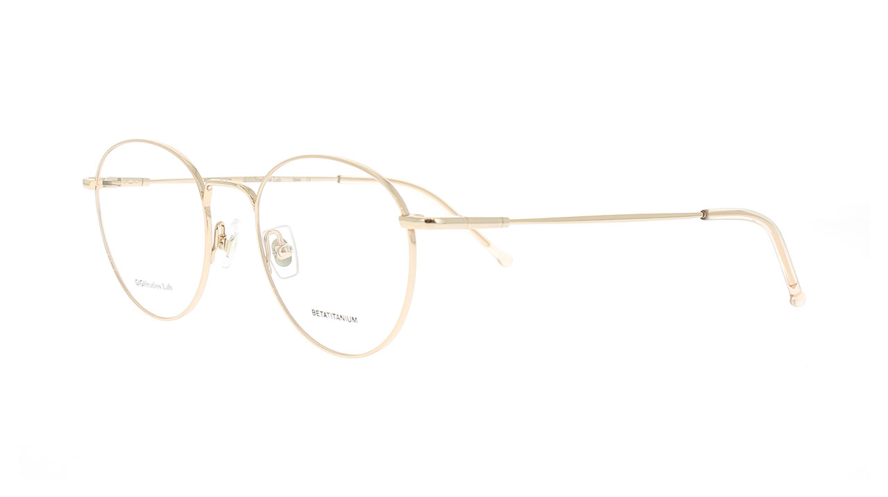 Paire de lunettes de vue Gigi-studios Portland couleur or rose - Côté à angle - Doyle