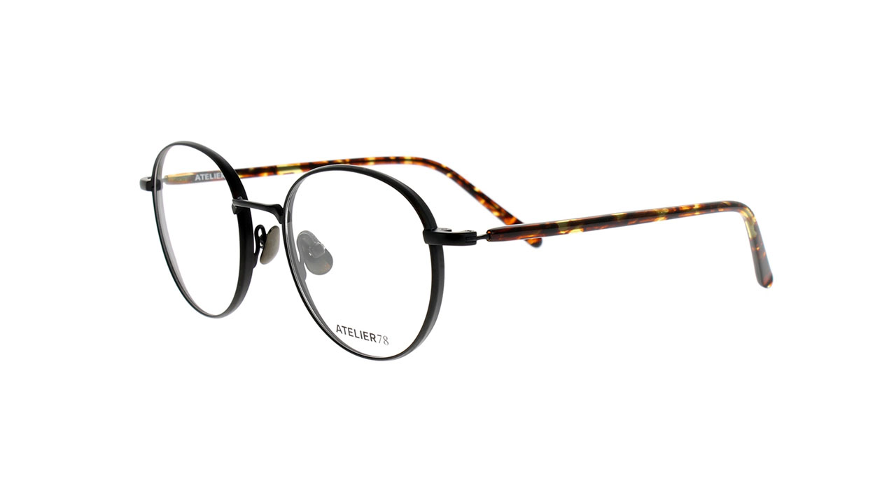 Paire de lunettes de vue Atelier78 Bamboo couleur noir - Côté à angle - Doyle