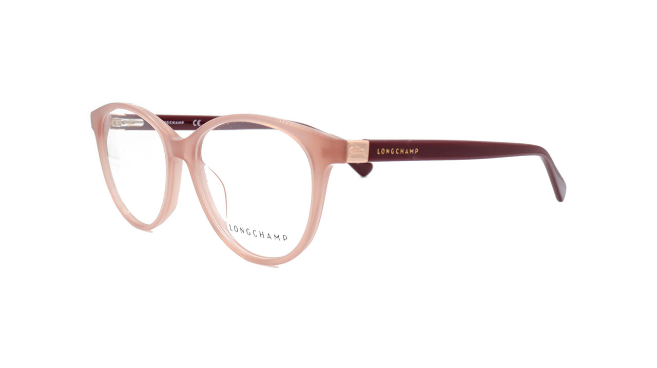 Paire de lunettes de vue Longchamp Lo2648 couleur pêche cristal - Côté à angle - Doyle
