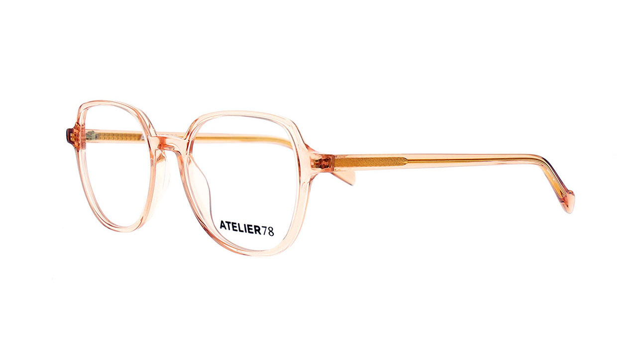 Paire de lunettes de vue Atelier78 Aster couleur pêche cristal - Côté à angle - Doyle