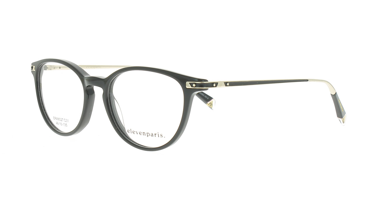 Paire de lunettes de vue Eleven-paris Epam027 couleur noir - Côté à angle - Doyle