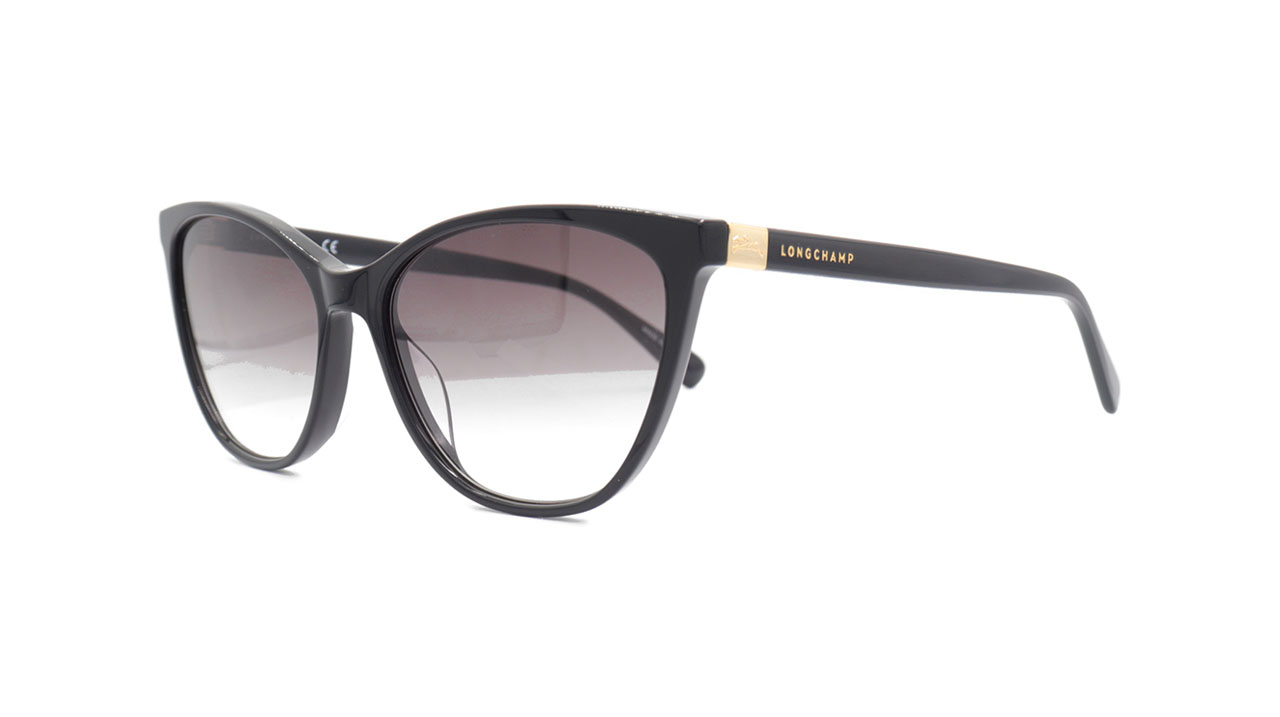 Paire de lunettes de soleil Longchamp Lo659s couleur noir - Côté à angle - Doyle
