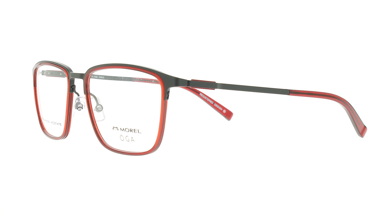 Paire de lunettes de vue Oga 10124o couleur rouge - Côté à angle - Doyle