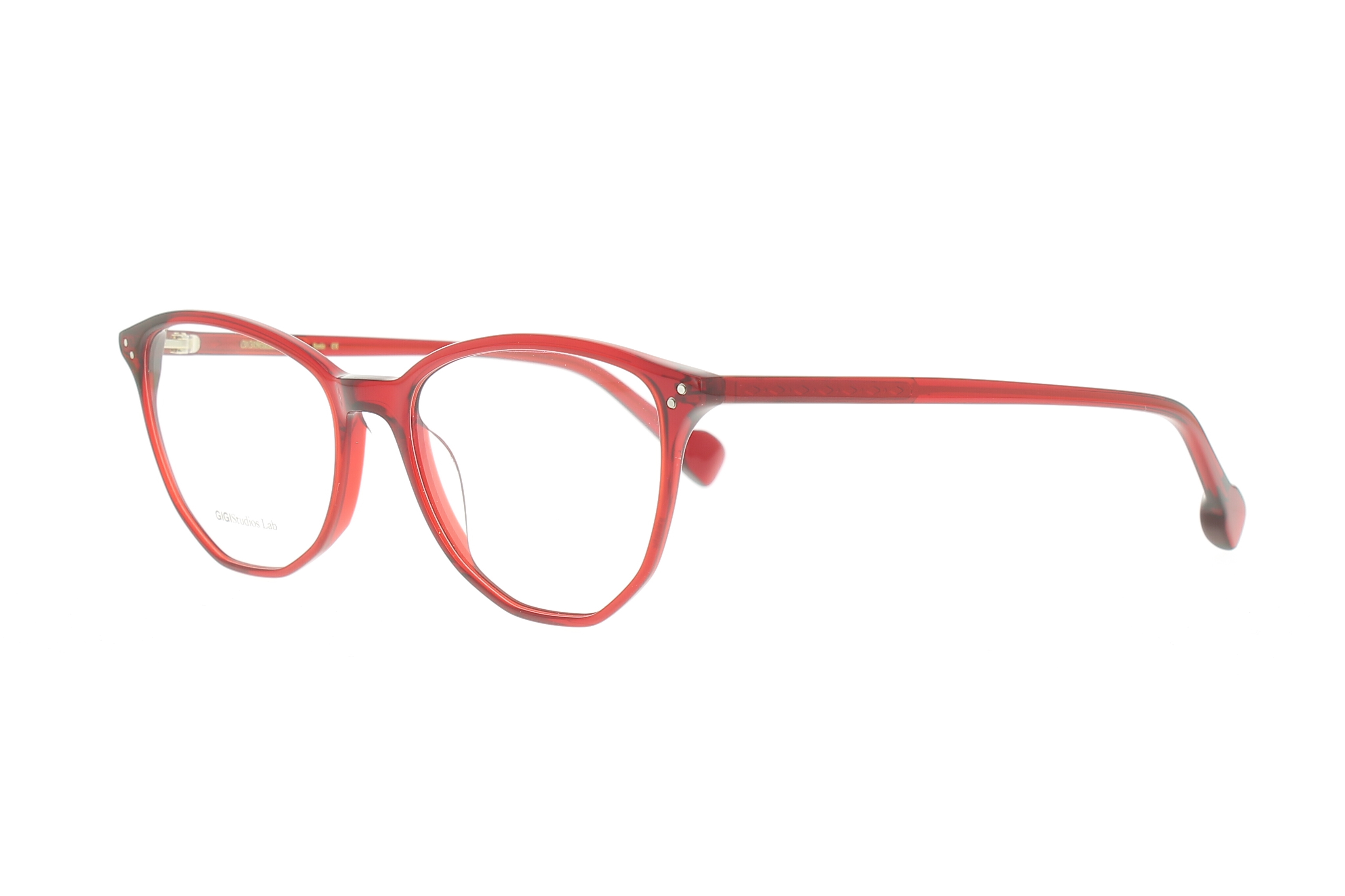 Paire de lunettes de vue Gigi-studios Karina couleur rouge - Côté à angle - Doyle