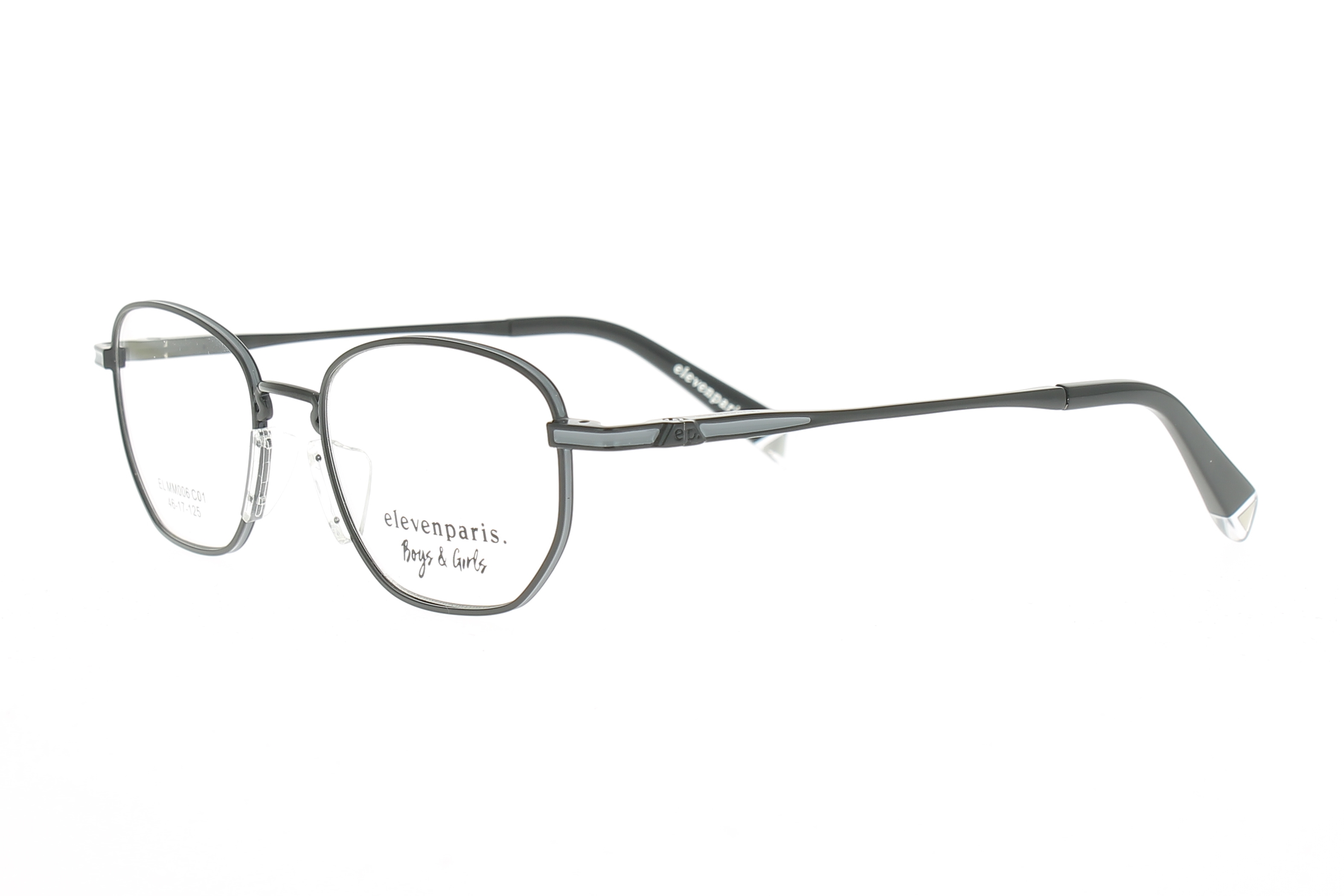 Paire de lunettes de vue Little-eleven-paris Elmm006 couleur noir - Côté à angle - Doyle