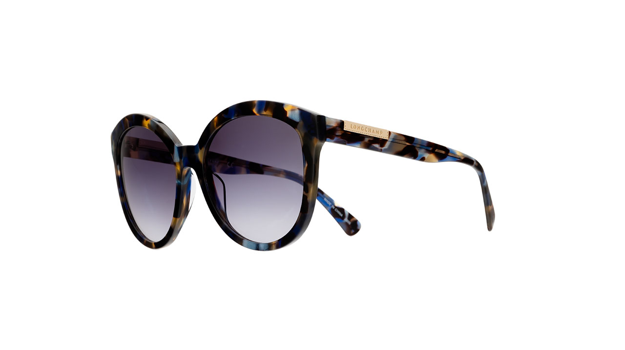 Paire de lunettes de soleil Longchamp Lo671s couleur bleu - Côté à angle - Doyle