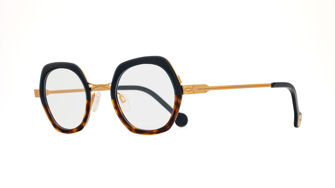 Paire de lunettes de vue Anne-et-valentin Dessin 4 couleur bleu - Côté à angle - Doyle