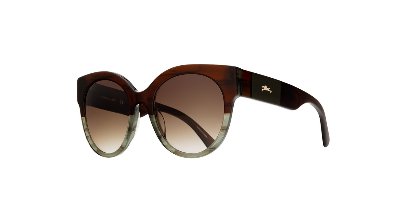 Paire de lunettes de soleil Longchamp Lo673s couleur brun - Côté à angle - Doyle