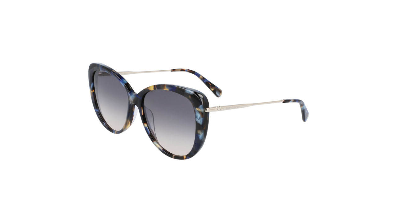Paire de lunettes de soleil Longchamp Lo674s couleur bleu - Côté à angle - Doyle