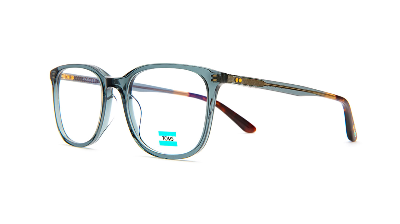 Paire de lunettes de vue Toms Parker couleur turquoise - Côté à angle - Doyle