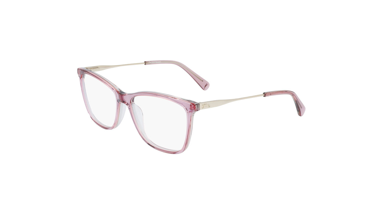 Paire de lunettes de vue Longchamp Lo2674 couleur pêche cristal - Côté à angle - Doyle