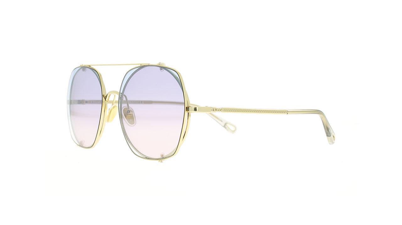 Paire de lunettes de soleil Chloe Ch0042s + clip couleur or - Côté à angle - Doyle