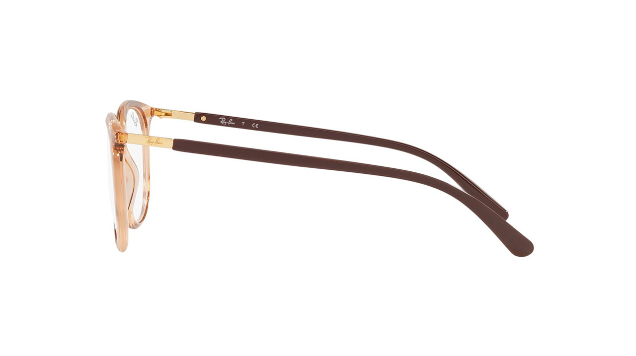 Paire de lunettes de vue Ray-ban Rx7190 couleur pêche cristal - Côté droit - Doyle