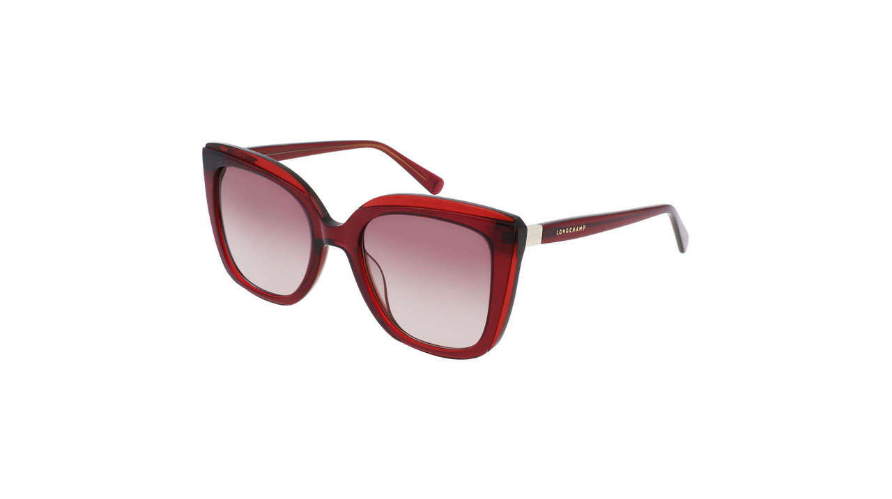Paire de lunettes de soleil Longchamp Lo689s couleur rouge - Côté à angle - Doyle