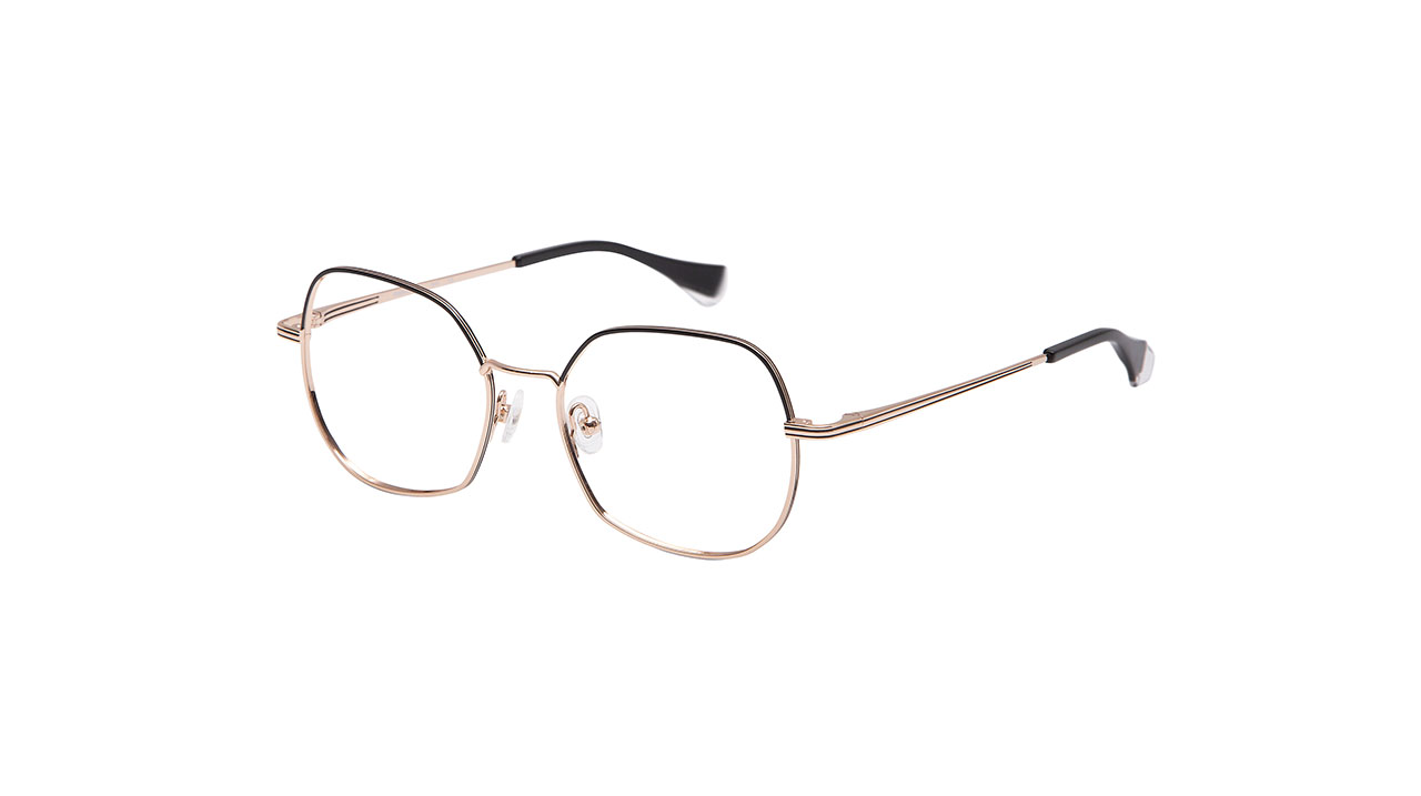 Paire de lunettes de vue Gigi-studios Coco couleur or rose - Côté à angle - Doyle