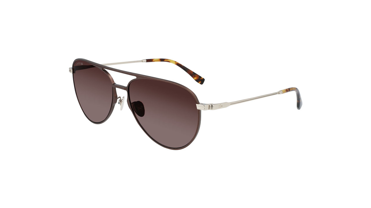 Paire de lunettes de soleil Lacoste L243se couleur bronze - Côté à angle - Doyle