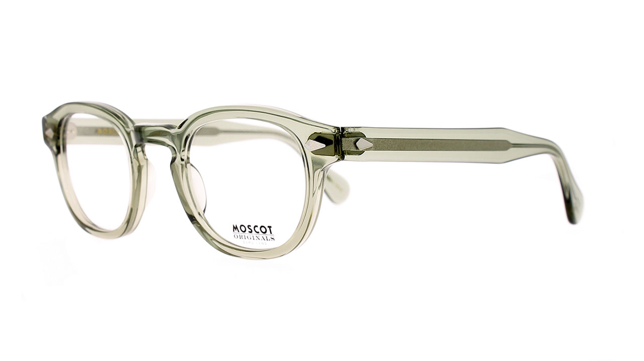Paire de lunettes de vue Moscot Lemtosh couleur vert - Côté à angle - Doyle